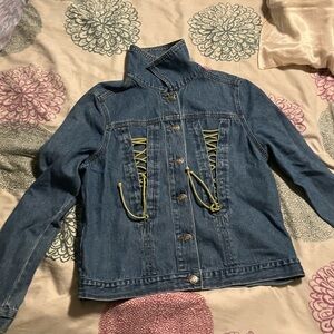 Faded Glory Blue Jean Jacket with Yellow Details
